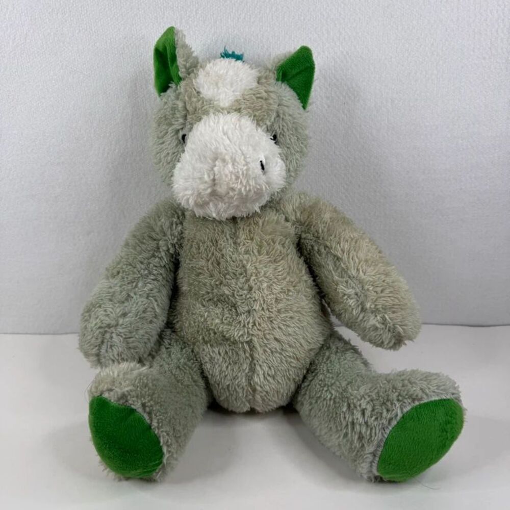 Silver One Plush Horse Green Stuffed Animal t-